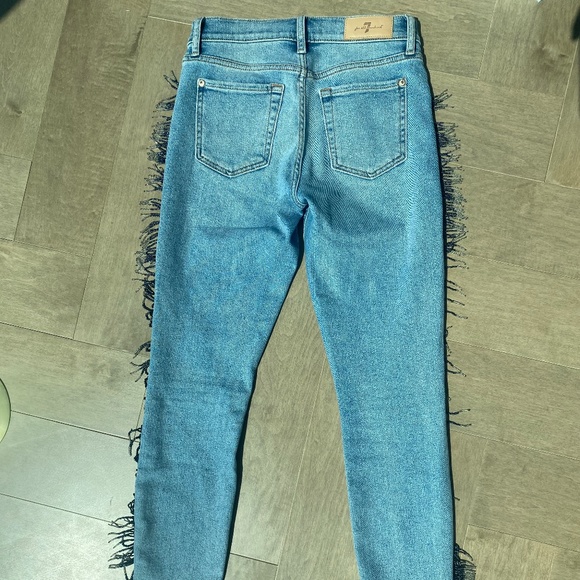 7 For All Mankind jeans Luxe Vintage Ankle Skinny Flora Beaded Fringe 26 - Picture 3 of 15